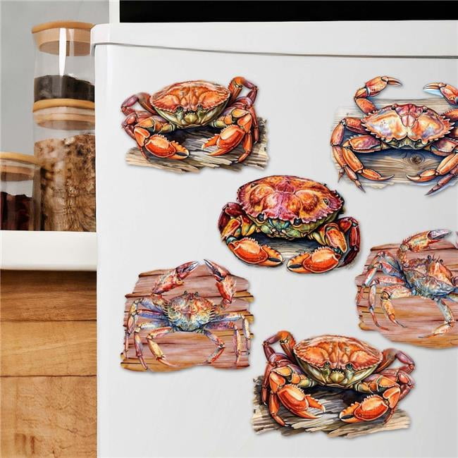 G. Debrekht 8090121G-S6 Crabs of the Wild Decorative Wooden Magnets Set of 6 by G. Debrekht - Wildlife Decor