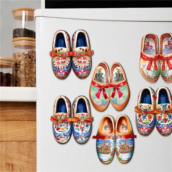 G. Debrekht 8090073G-S6 Danish Shoes Decorative Wooden Magnets Set of 6 by G. Debrekht - Love Family Decor