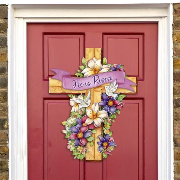 G. Debrekht 8688162H He is Risen Cross Holiday Door Decor by G. Debrekht - Easter Spring Decor