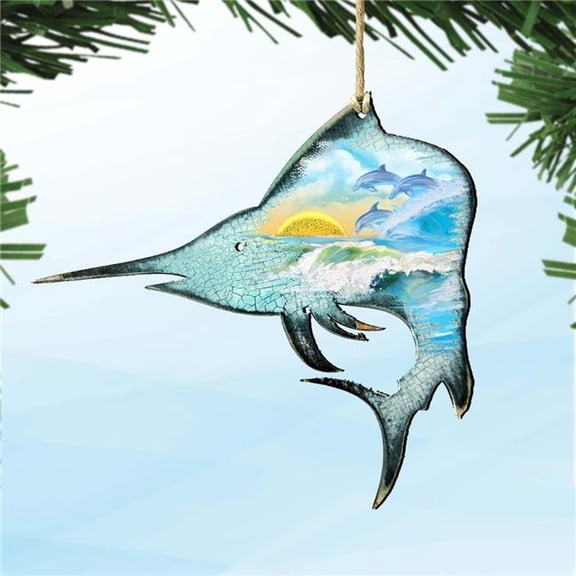 G. Debrekht 8198533-S2 Marlin Fish Wooden Ornaments Set of 2 by G. DeBrekht - Coastal Holiday Decor