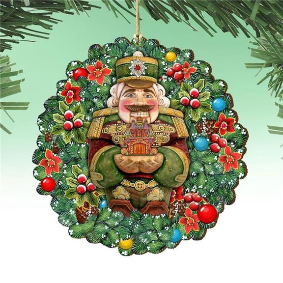 G. Debrekht 8185321 Nutcracker's Wreath Gift Wooden Ornament by G. DeBrekht - Christmas Decor