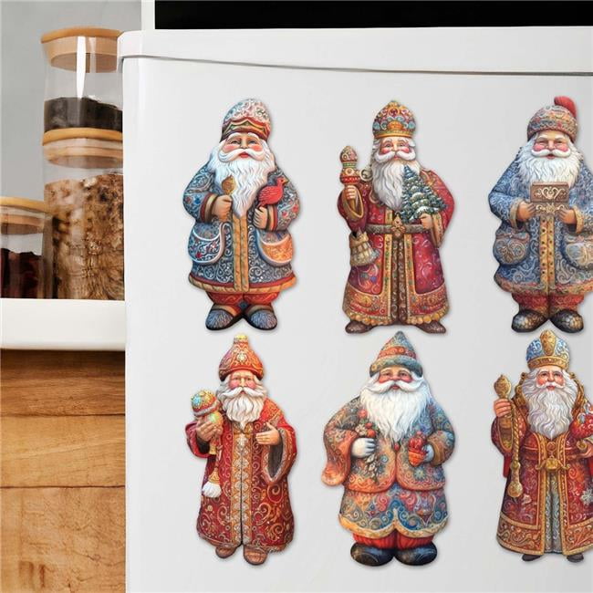 G. Debrekht 8090032G-S6 Santa Decorative Wooden Magnets Set of 6 by G. Debrekht - Christmas Decor