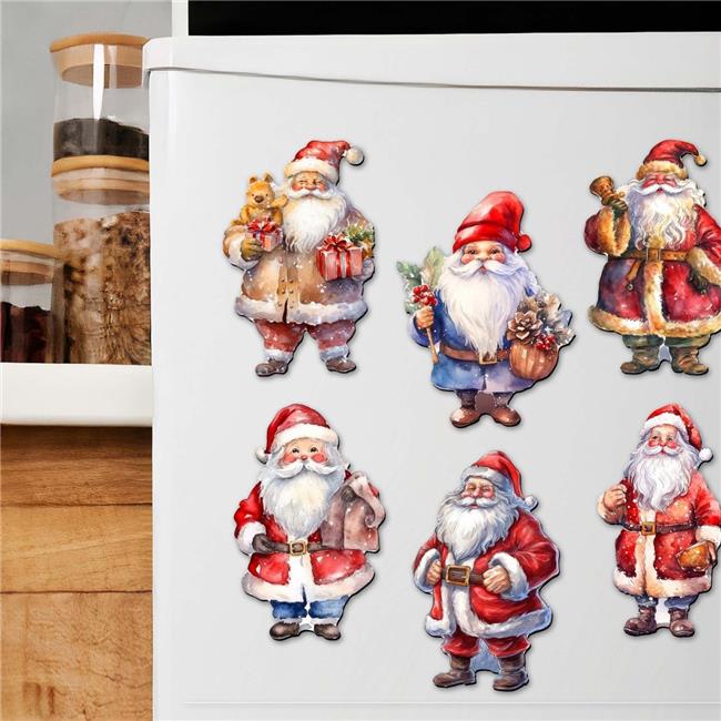G. Debrekht 8090009G-S6 Santa Decorative Wooden Magnets Set of 6 by G. Debrekht - Christmas Decor