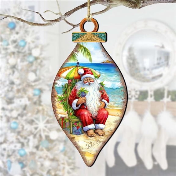 G. Debrekht 8688182-S2 Santa on the Beach Decorations Wooden Ornaments Set of 2 by G.Debrekht