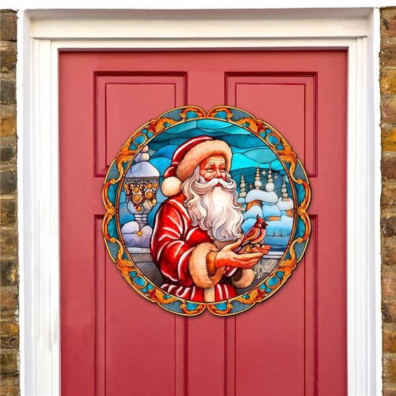 G. Debrekht 8652807H Santa with Red Cardinal Holiday Door Decor by G. Debrekht - Santa Snowman Decor