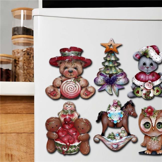 G. Debrekht 8090052G-S6 Spirit of Christmas Decorative Wooden Magnets Set of 6 by Jamie Mills-Price - Christmas Decor