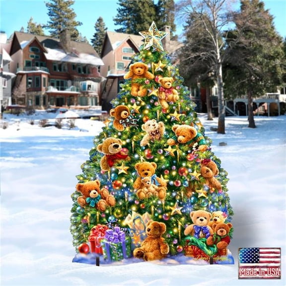 G. Debrekht 8461019F-1101 Teddy Bear Tree Holiday Outdoor Yard Sign by D. Gelsinger - Christmas Decor
