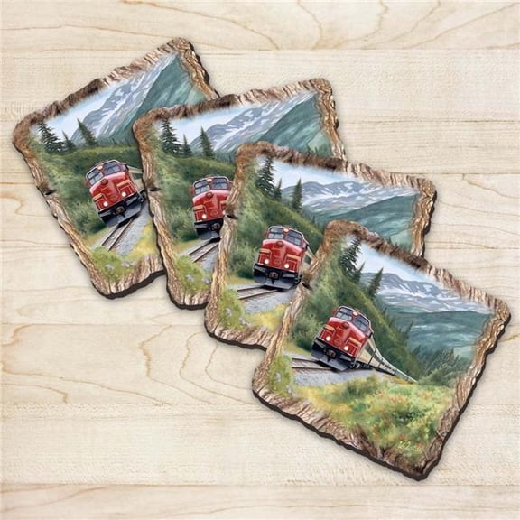 G. Debrekht 95393C-S4 Train Wooden Cork Coasters Gift Set of 4 by Nature Wonders