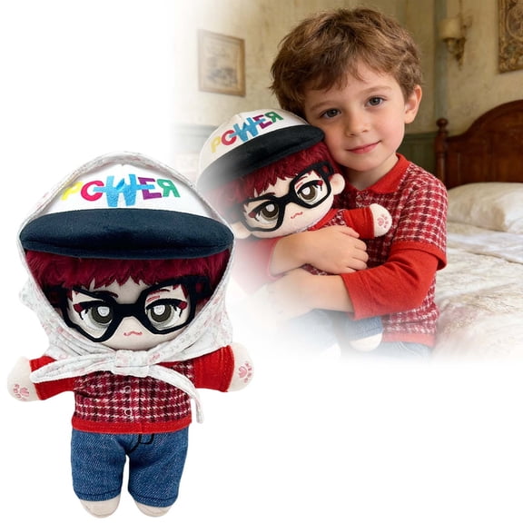 G-Dragon Character Plush Toy Soft Cute Huggable With "Power" Hooded Outfit(Red-23cm)