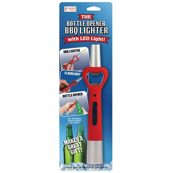Bottle Opener Lighter with LED Flashlight 3-in-1 Utility Lighter, Wind Resistant, Refillable, Child Resistant
