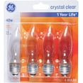 thumbnail image 1 of G E LIGHTING Candelabra Light Bulb, Bent Tip, Clear, 40 Watt, 4 Pk., 1 of 1