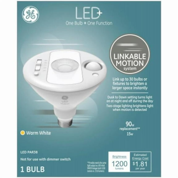 G E Lighting 272388 15W Par38 Reflector Bulb Linkable Motion LED Flood Light