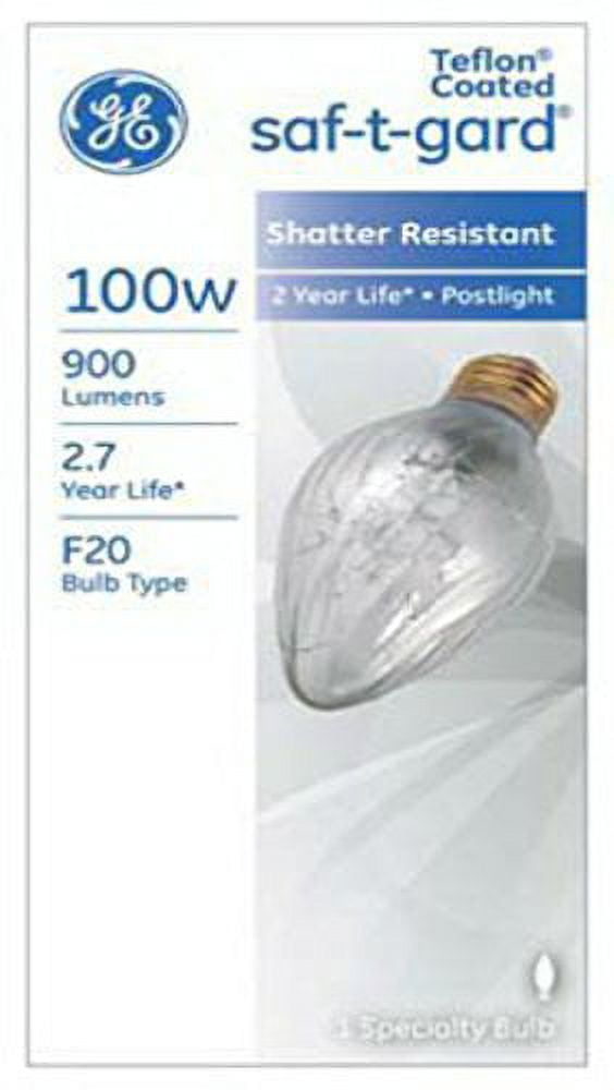 G E Lighting 44540 SafTGard Outdoor Post Light Bulb 100Watt, 100F20