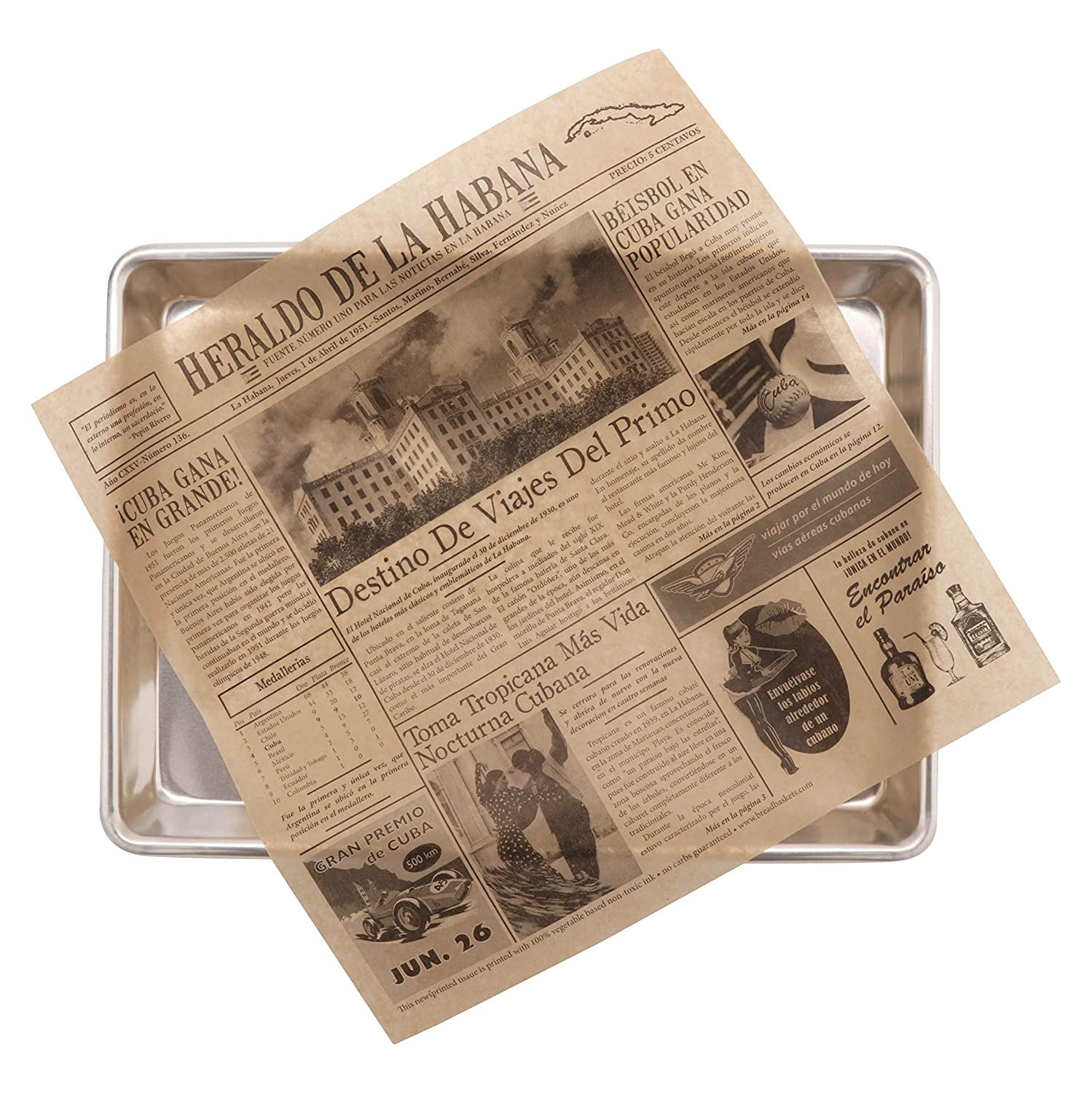 G.E.T. 4-TE1050 Appetizer / Serving Basket Tissue Liner Paper, 12" x 12", Cuban Newsprint (Case of 1000)