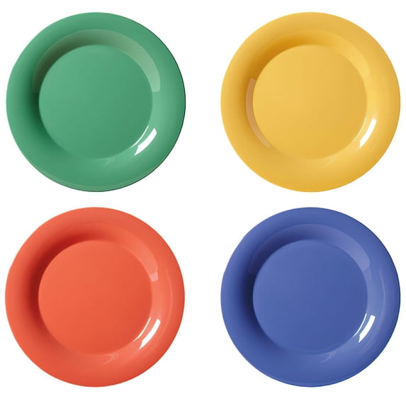 G.E.T. 6.5" Assorted Heavy-Duty Wide Rim Melamine Appetizer Plate (Set of 4)