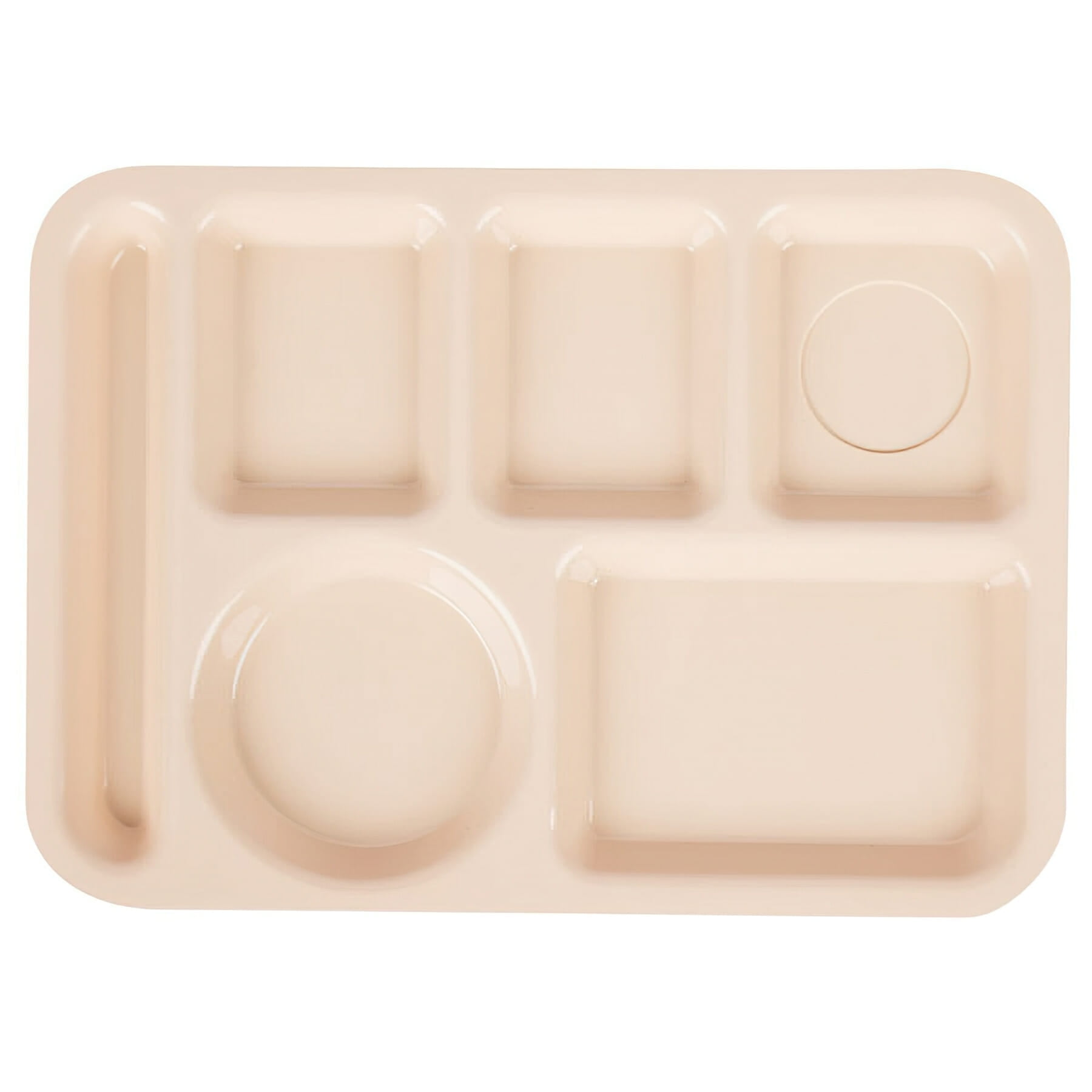 G.E.T. 6 Compartment School Cafeteria Tray, Left Handed, 10" x 14", Tan (4 Pack)