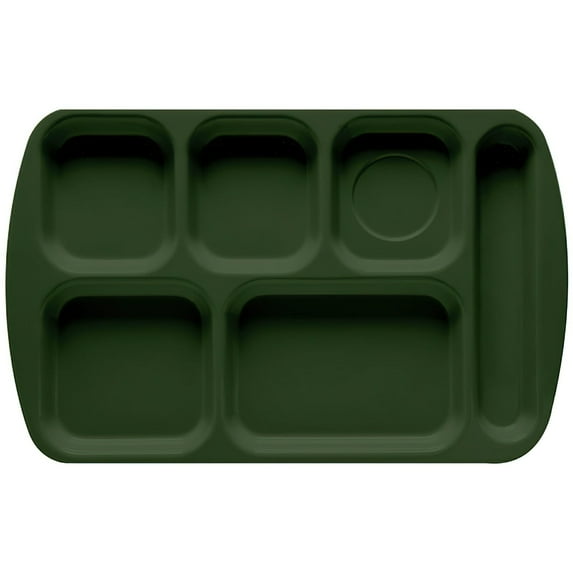 G.E.T. 6 Compartment School Cafeteria Tray, Right Handed, 10" x 15", Forrest Green (4 Pack)