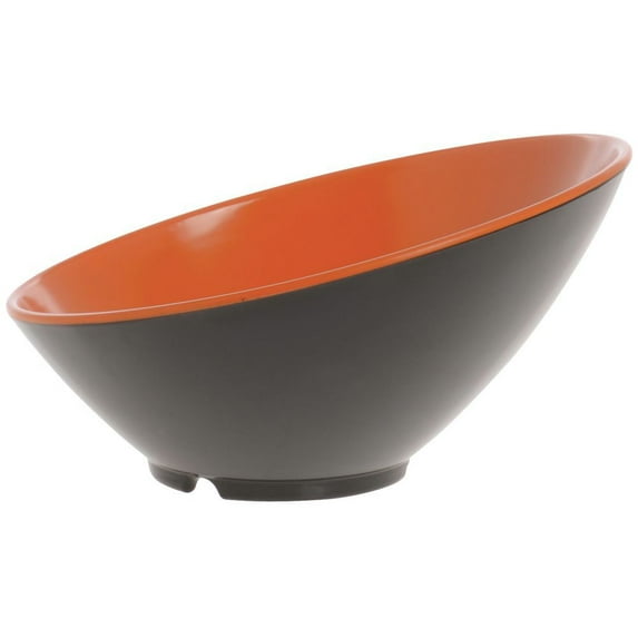 G.E.T. Angled Cascading Serving Bowl for Salads, Rice and Dessert, 24 Ounce / 9.25", Orange/Black