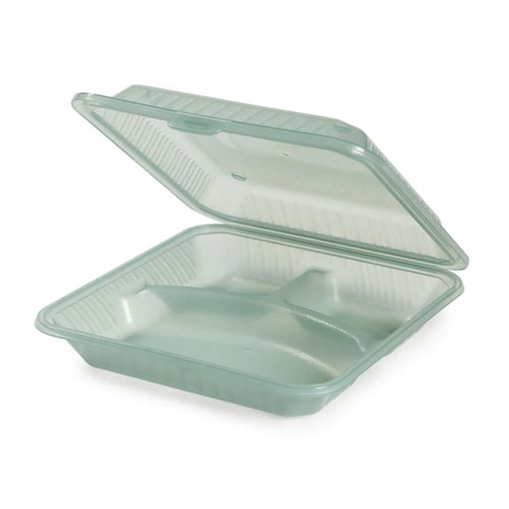 G.E.T. EC-12-1-JA Eco-Takeouts Jade 3-Compartment Container - Dozen