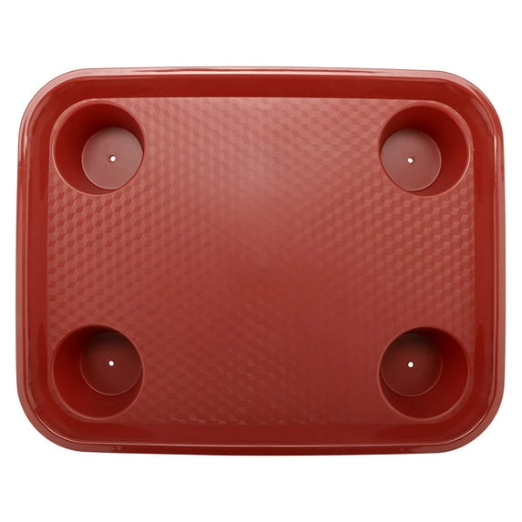 G.E.T. FT-20-R Stackable Cafeteria / Fast Food Plastic Tray with Cupholders,, 17" x 14", Red (Set of 12)