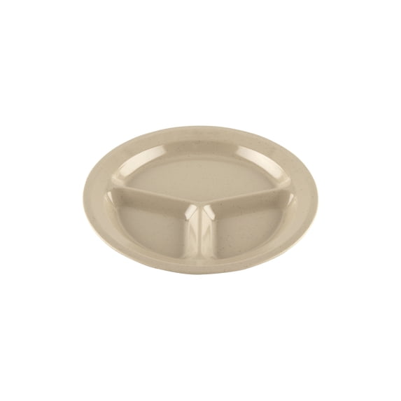 G.E.T. Heavy-Duty 3 Compartment Plastic Divided Compartment Plates, Deep Sided, 11", Sandstone (Set of 4)