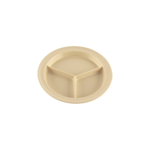 G.E.T. Heavy-Duty 3 Compartment Plastic Divided Compartment Plates, Deep Sided, 9", Tan (Set of 4)