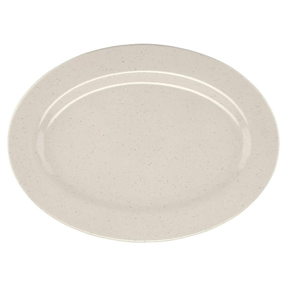 G.E.T. Heavy-Duty Plastic Serving / Dinner Platter, 14" x 10", Ironstone (Set of 12)