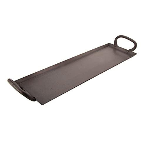 G.E.T. Heavy-Duty Rectangular Metal Serving / Ottoman Tray with Handles, 19" x 6", Hammered Bronze