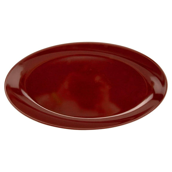 G.E.T. Heavy-Duty Shatterproof Plastic Oval Melamine Serving Platter, 15" x 8", Chili
