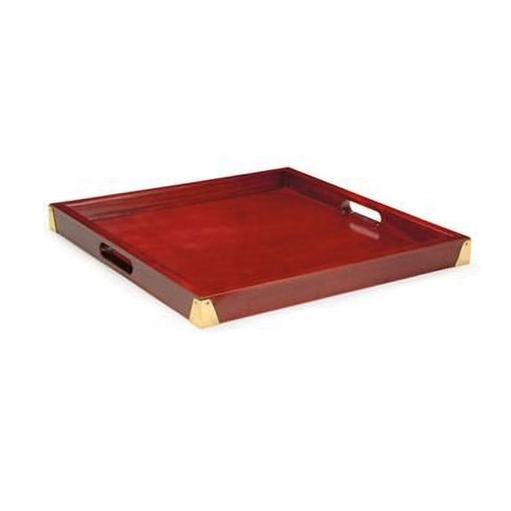 G.E.T. Luxury Wooden Serving Tray with Handles, 21" x 21", Mahogany