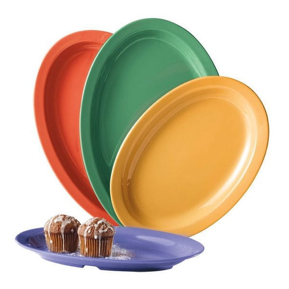 G.E.T. Melamine Plastic Oval Serving / Dinner Platter, 11.75" x 8.25", Mardi Gras Mix (Set of 12)