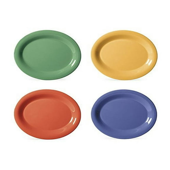 G.E.T. Melamine Plastic Oval Serving / Dinner Platter, 9.75" x 7.25", Assorted (Set of 4)