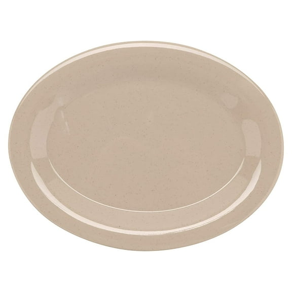 G.E.T. Melamine Plastic Oval Serving / Dinner Platter, 9.75" x 7.25", Sandstone (Set of 4)