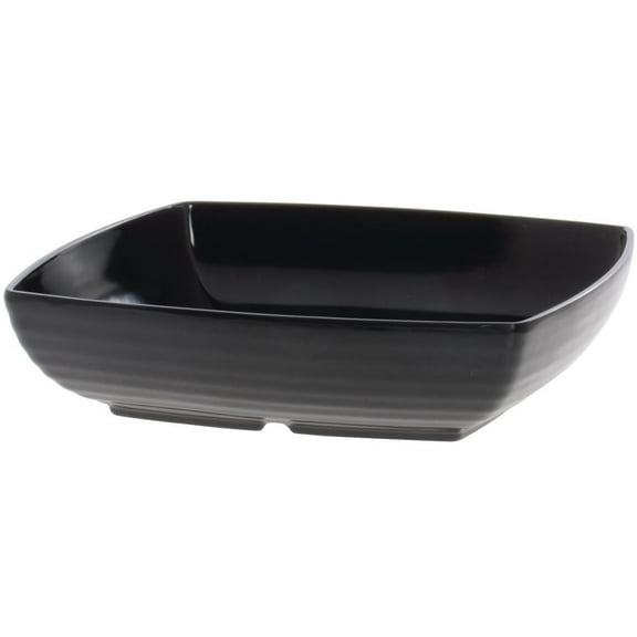 G.E.T. Milano Ribbed Collection 4 qt Square Black Melamine Bowl - 11"L x 11"W x 3"H