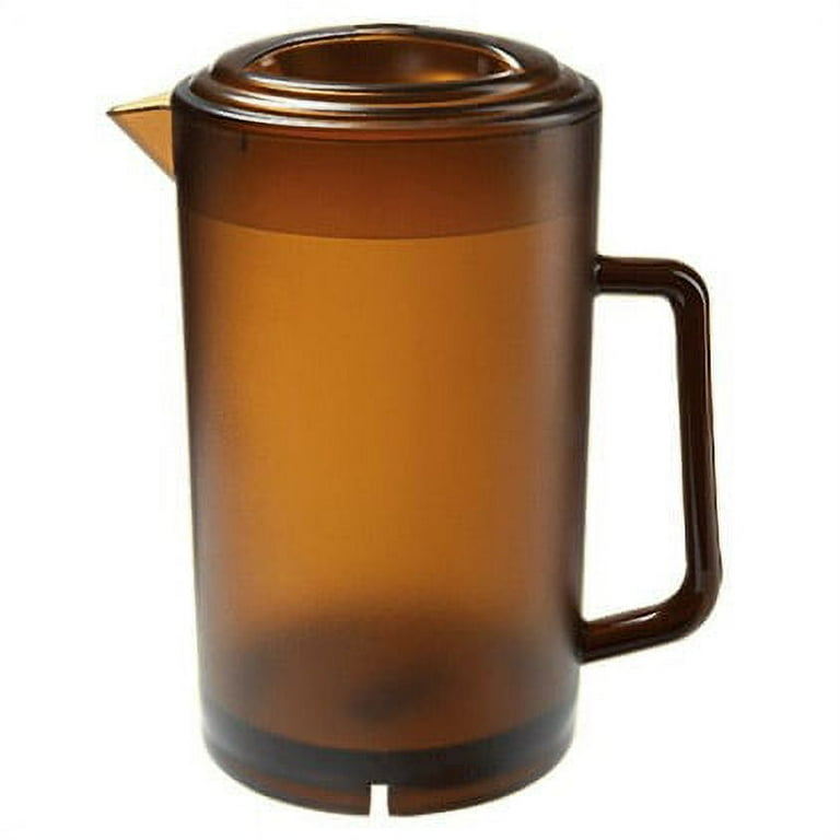 Choice 72 oz. Amber SAN Plastic Beverage Pitcher with 3 Spouts