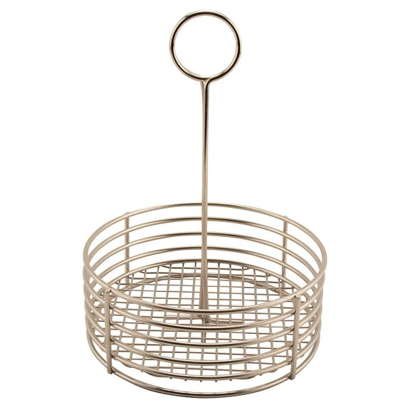 G.E.T. Round Metal Table Top Condiment Caddy with Number Holder 8.5", Stainless Steel
