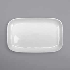 G.E.T. Rustic Plastic Rectangular Dinner / Serving Platter, 12" x 7.5", American White (Set of 12)