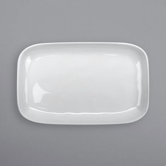 G.E.T. Rustic Plastic Rectangular Dinner / Serving Platter, 12" x 7.5", American White (Set of 12)