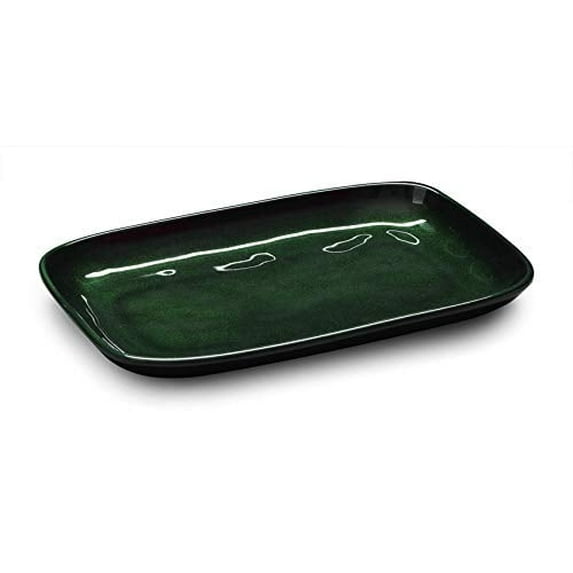 G.E.T. Rustic Plastic Rectangular Dinner / Serving Platter, 12" x 7.5", Green (Set of 4)