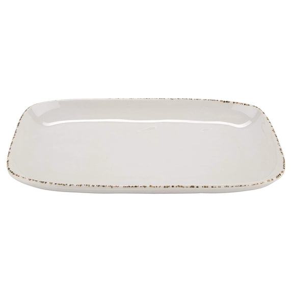 G.E.T. Rustic Plastic Rectangular Dinner / Serving Platter, 12" x 7.5", Rustic Mill (Set of 12)