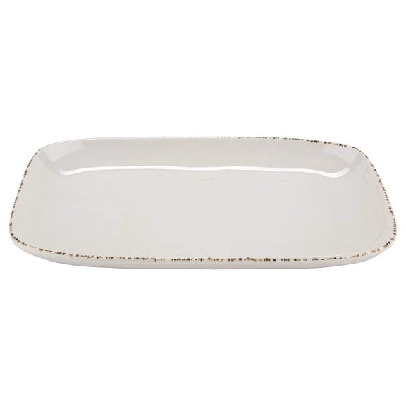G.E.T. Rustic Plastic Rectangular Dinner / Serving Platter, 12" x 7.5", Rustic Mill (Set of 4)