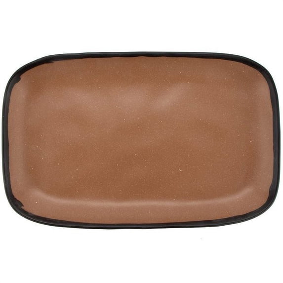 G.E.T. Rustic Speckled Plastic Rectangular Dinner / Serving Platter, 12" x 7.5", Taupe (Set of 12)