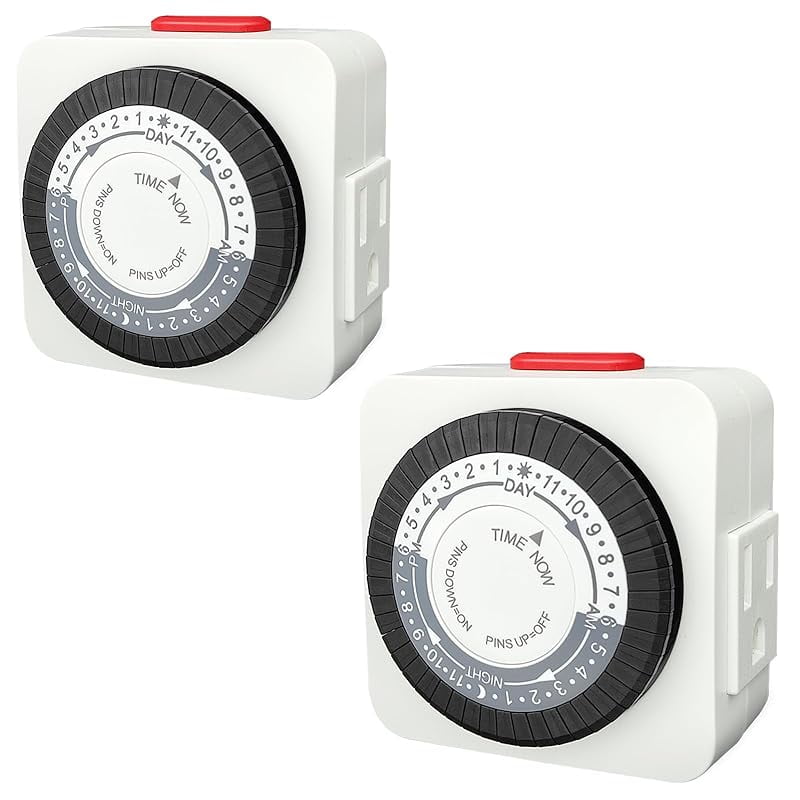 G-ELEK Timers for Electrical Outlets Indoor, 24-Hour Dual Outlet Timer ...