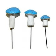 G & F 10025BL 3 Piece Fairy Garden Miniature Mushroom Set, Blue, 0.5-1.25"High