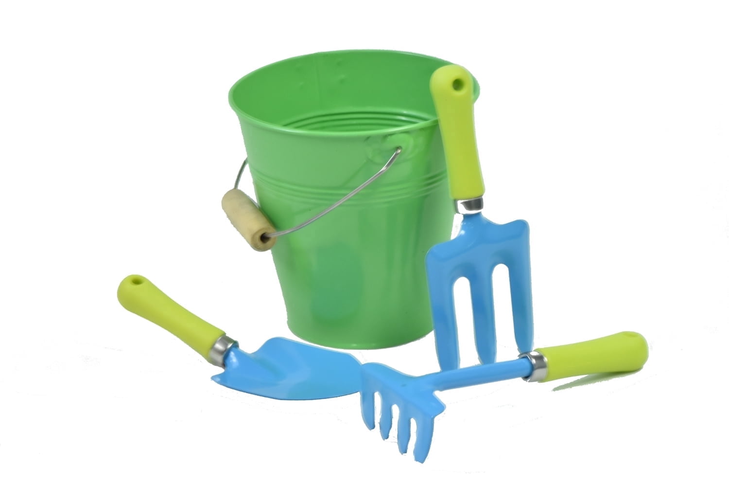 G & F 10051 Water Pail with Garden Tools Set, Unisex Green