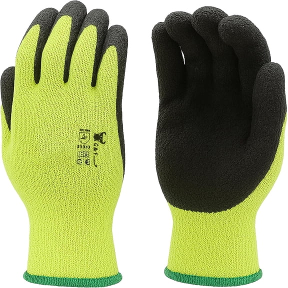 G & F 1516 High-Visibility Work & Gardening Gloves, MicroFoam Coated, Large, Green, 12 Pairs Pack