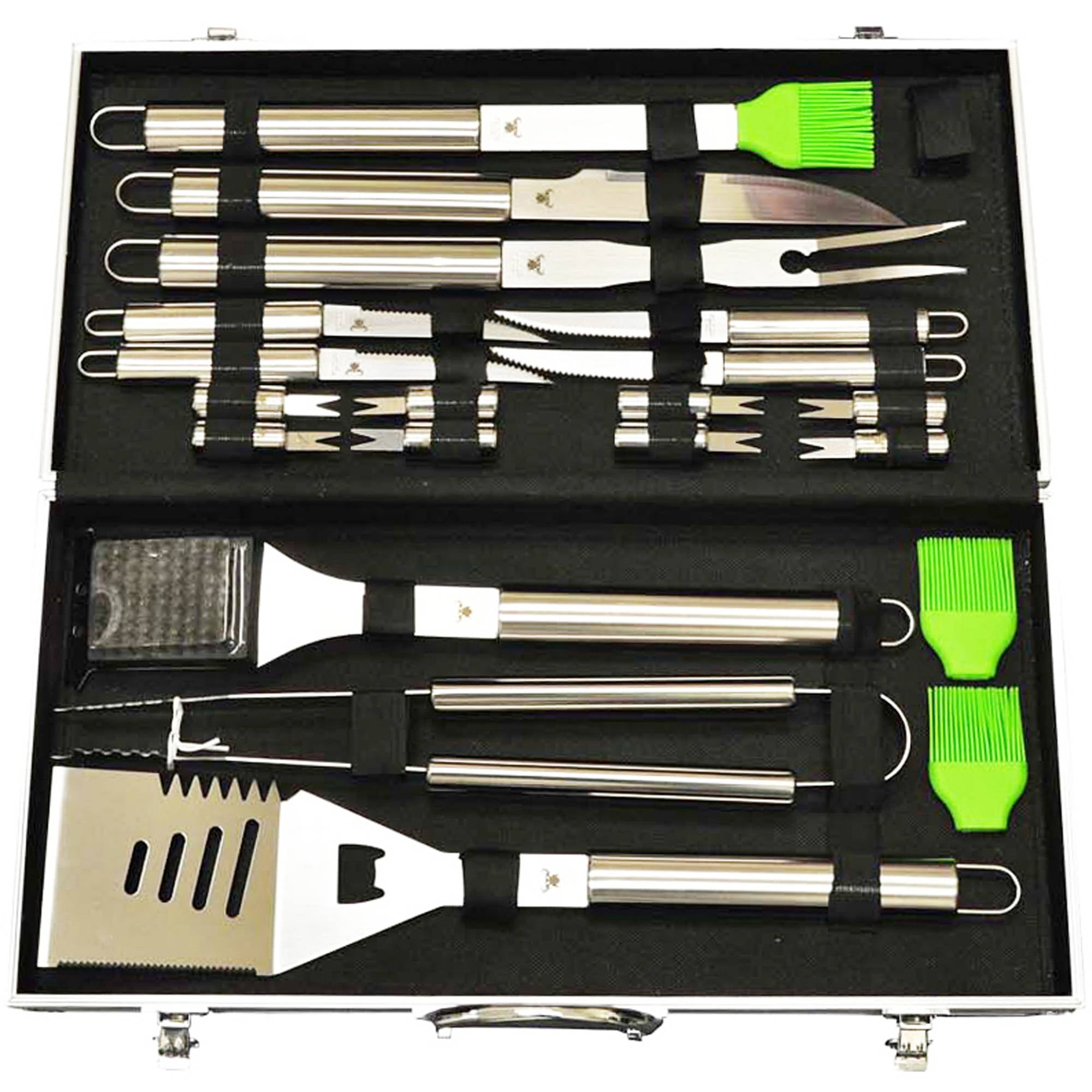 20-Piece Stainless Steel BBQ Tool Kit with Aluminum Case
