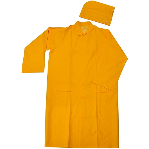G & F 32" Long Heavy Weight PVC over Polyester Rain Coat with Hood, Rain Jacket, XLarge for Unisex