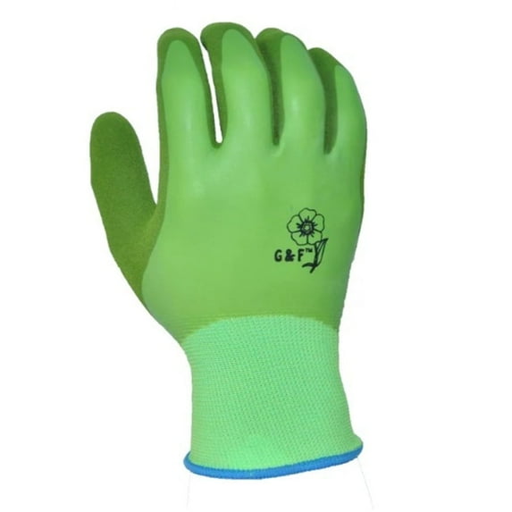 G & F Aqua Gardening Women Gloves, Double Micro Foam Latex Water Resistant Palm, Aqua Color of Large
