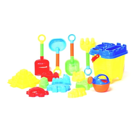 G & F Beach Kids Toys with Mesh Bag, Castle Bucket, Watering Pot, Animal Molds,16 Piece 5" 1.6 oz